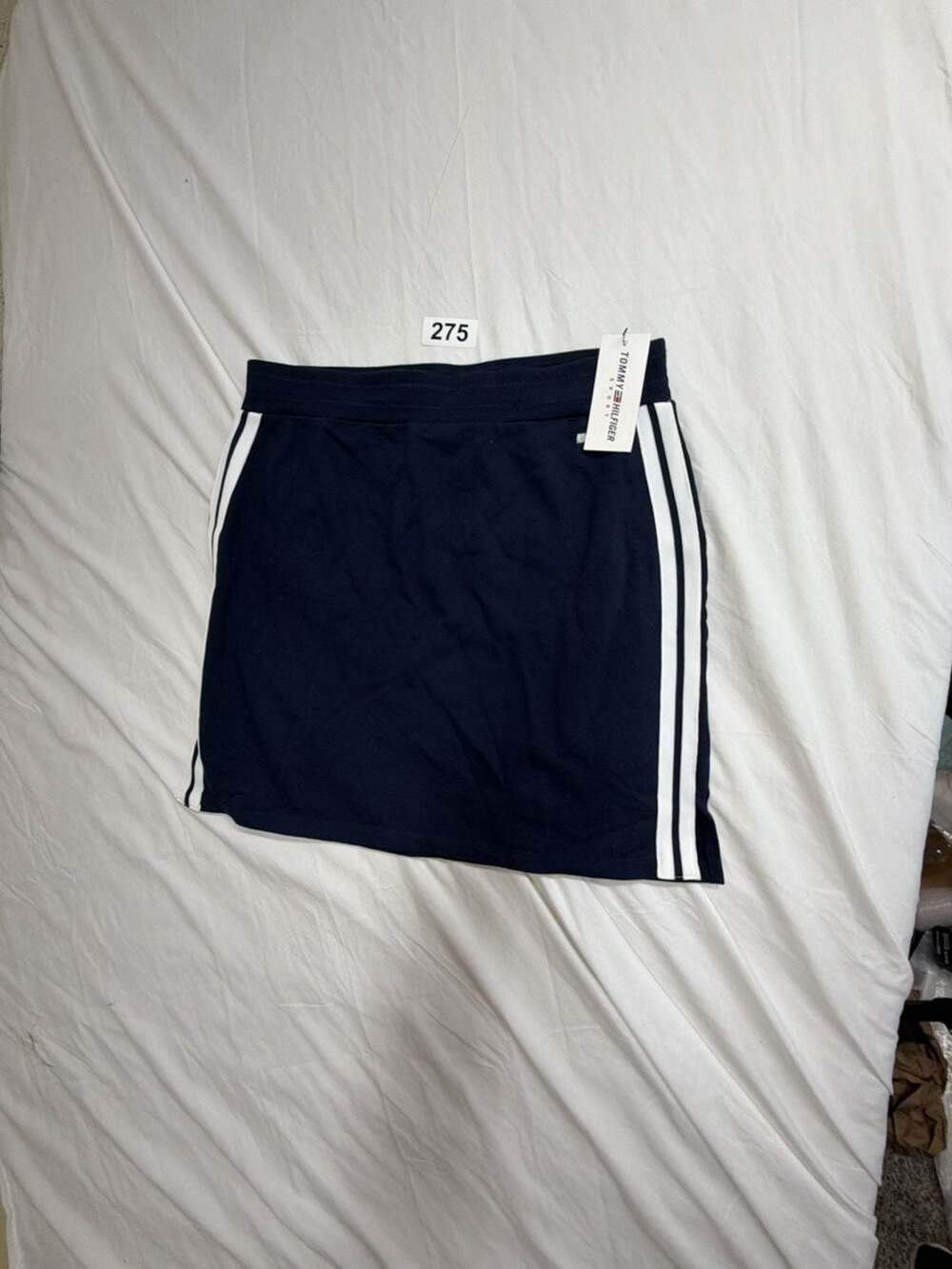 Tommy Hilfiger Sport French Terry Contrast Side Stripe Skirt Navy Blue Size M